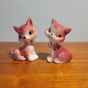 Vintage Pink Cat Kitten Figurines Made in Japan